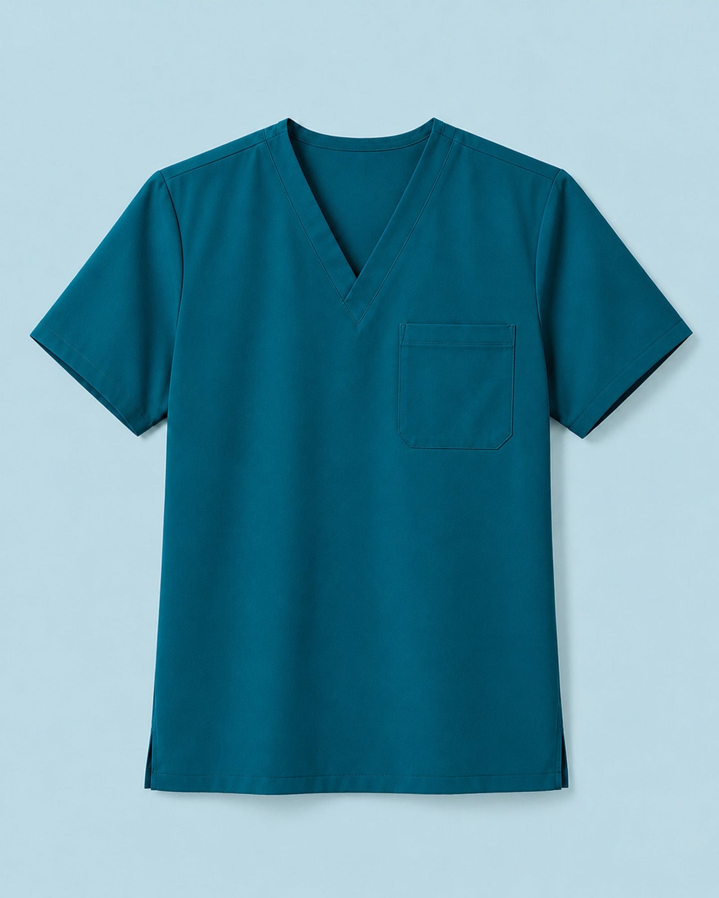 Men's One-Pocket V-neck Scrub Top Caribbean Blue - Scrubloop
