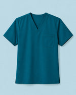 Men's One-Pocket V-neck Scrub Top Caribbean Blue - Scrubloop