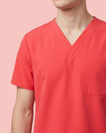 Men's One-Pocket V-neck Scrub Top Coral - Scrubloop
