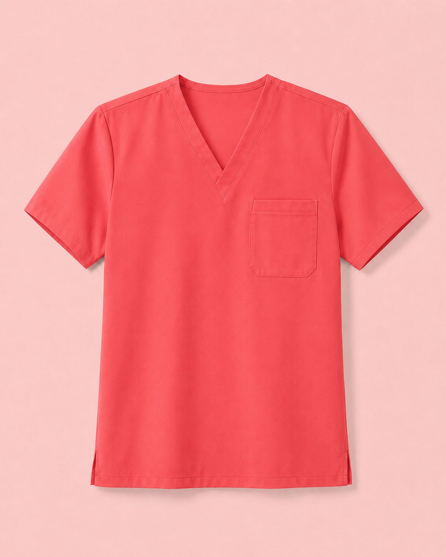 Men's One-Pocket V-neck Scrub Top Coral - Scrubloop
