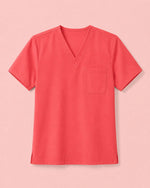 Men's One-Pocket V-neck Scrub Top Coral - Scrubloop