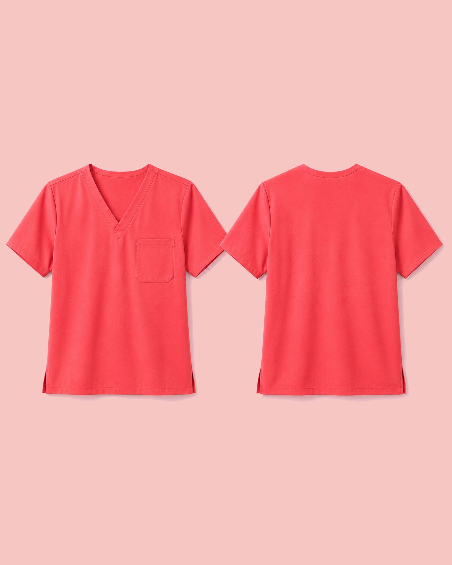 Men's One-Pocket V-neck Scrub Top Coral - Scrubloop