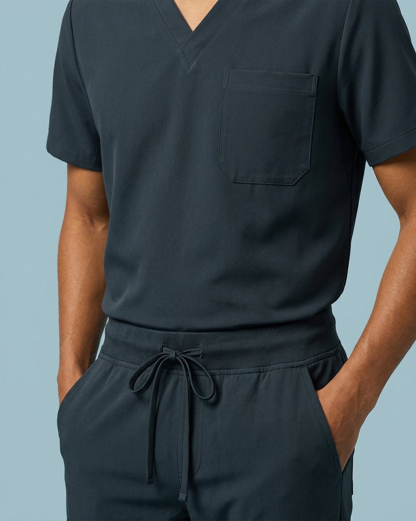 Men's One-Pocket V-neck Scrub Top Dark Harbor - Scrubloop