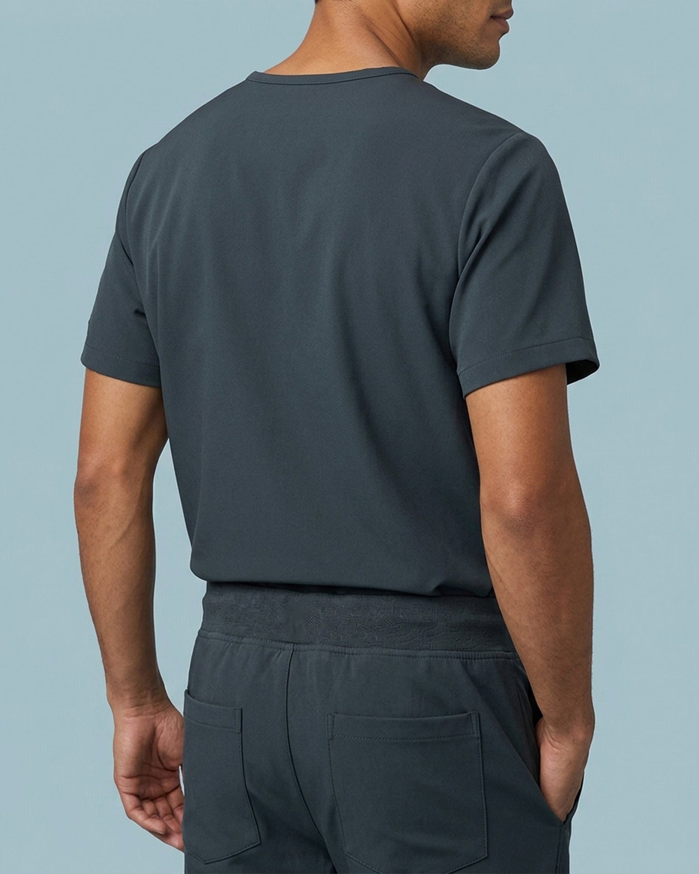 Men's One-Pocket V-neck Scrub Top Dark Harbor - Scrubloop