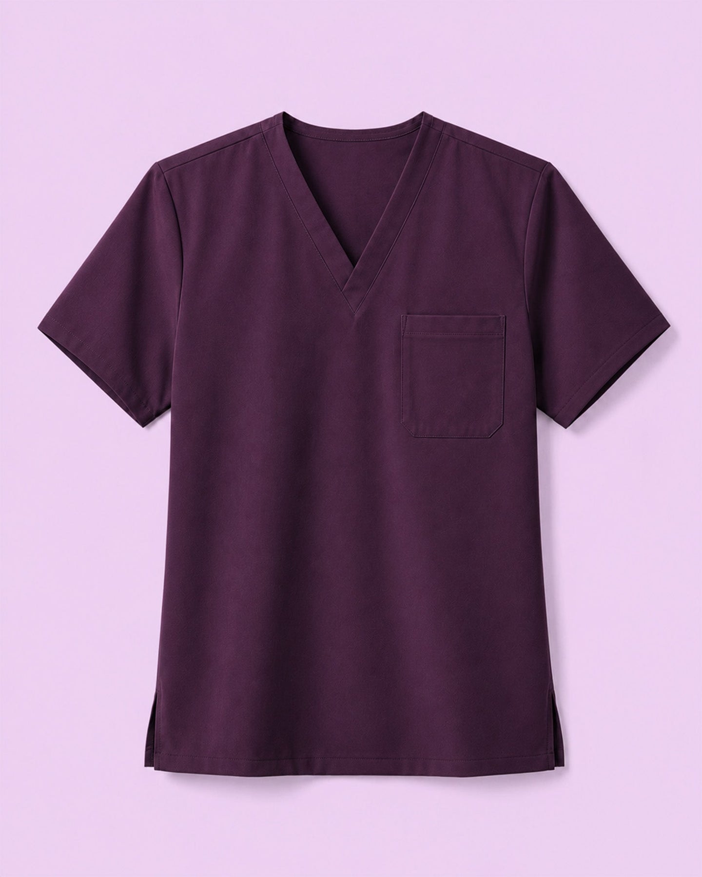 Men's One-Pocket V-neck Scrub Top Deep Eggplant - Scrubloop