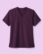 Men's One-Pocket V-neck Scrub Top Deep Eggplant - Scrubloop