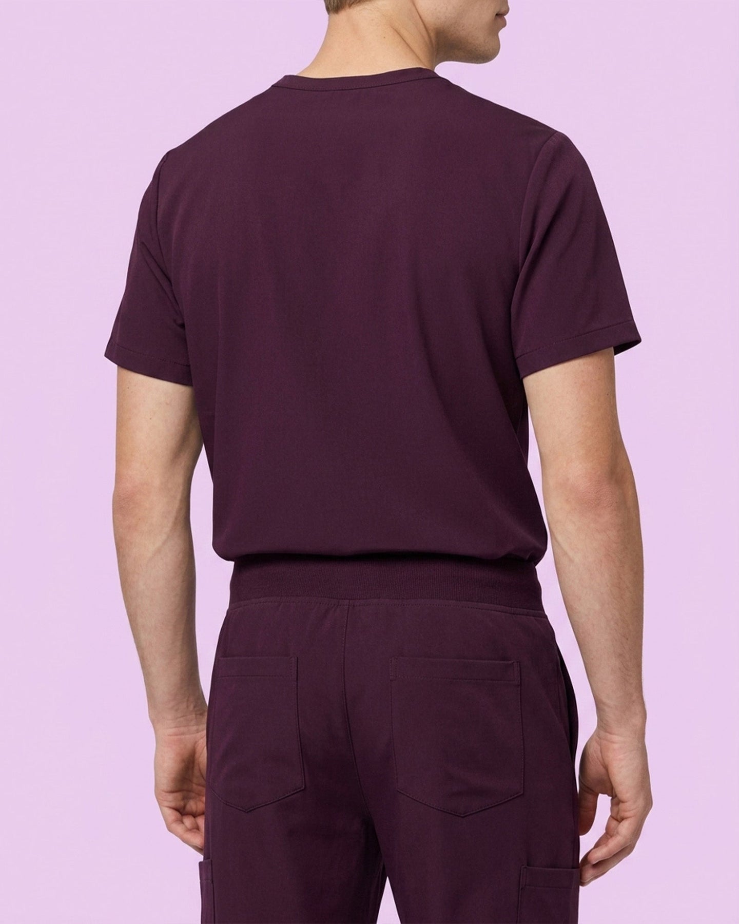 Men's One-Pocket V-neck Scrub Top Deep Eggplant - Scrubloop