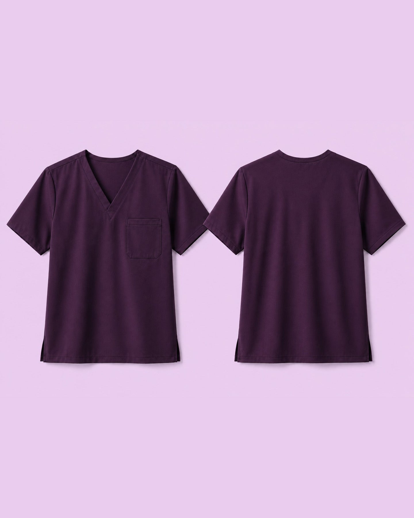 Men's One-Pocket V-neck Scrub Top Deep Eggplant - Scrubloop
