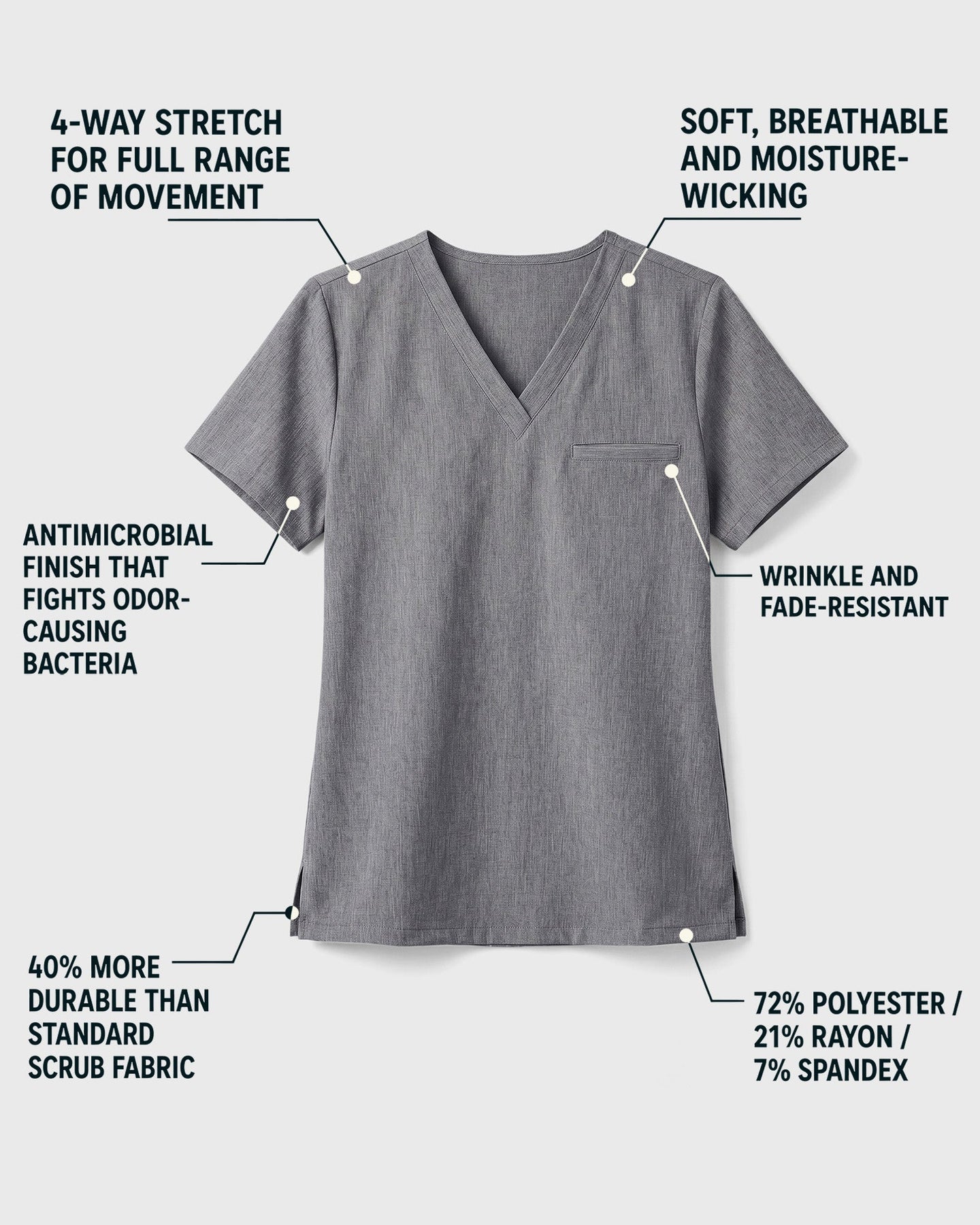 Men's One-Pocket V-neck Scrub Top Heather Gray - Scrubloop