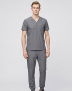 Men's One-Pocket V-neck Scrub Top Heather Gray - Scrubloop