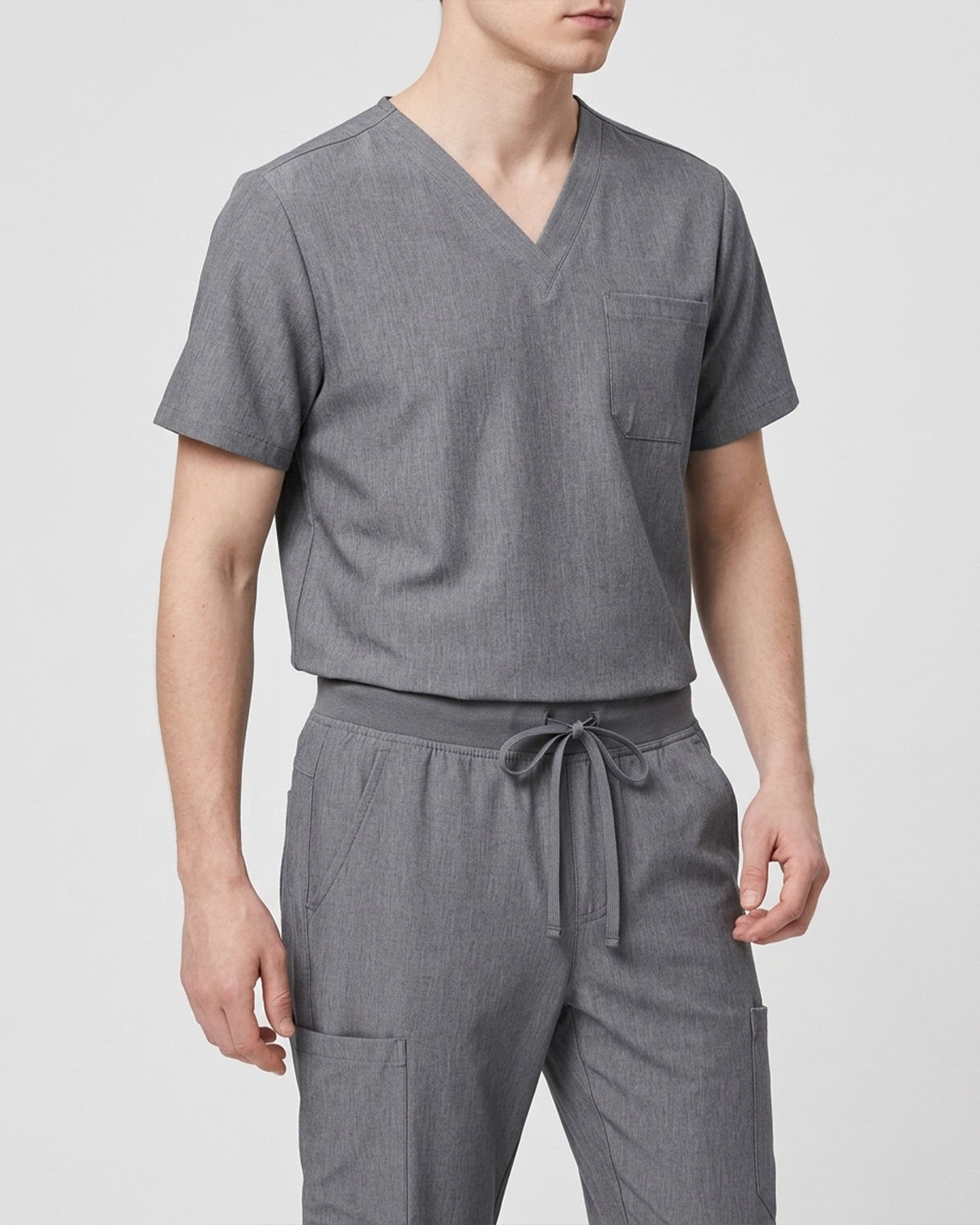 Men's One-Pocket V-neck Scrub Top Heather Gray - Scrubloop