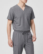 One-Pocket V-neck Top Heather Gray