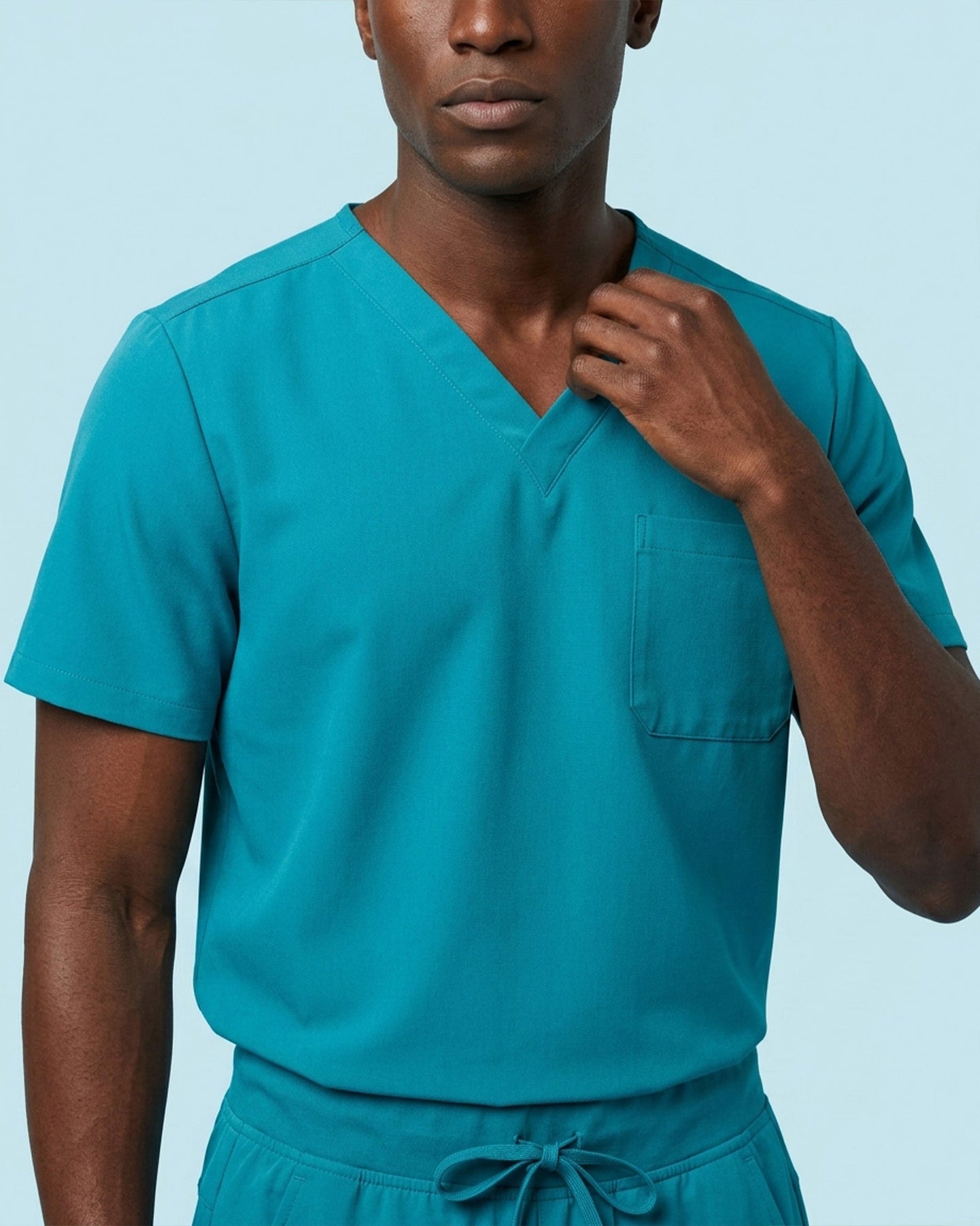 Men's One-Pocket V-neck Scrub Top Marina - Scrubloop