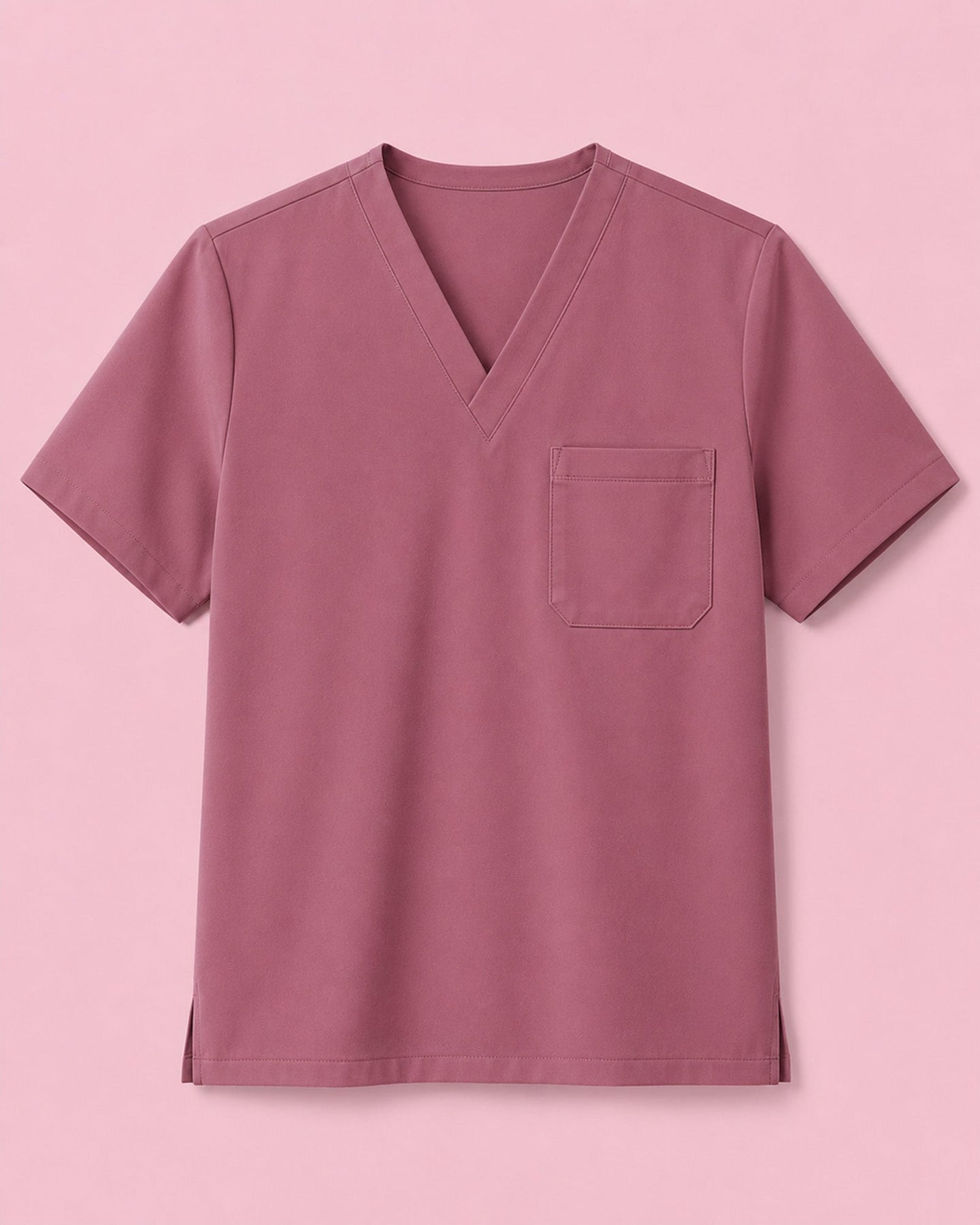 Men's One-Pocket V-neck Scrub Top Mauve - Scrubloop