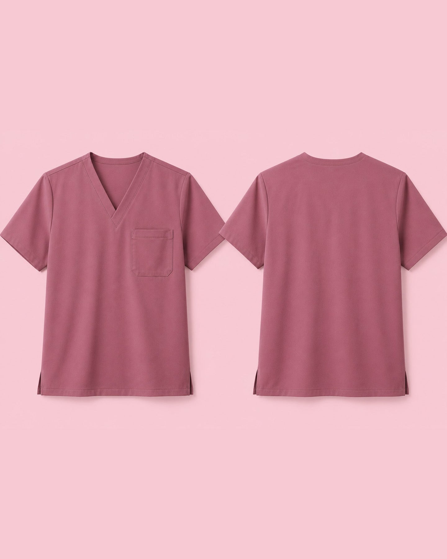 Men's One-Pocket V-neck Scrub Top Mauve - Scrubloop