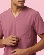Men's One-Pocket V-neck Scrub Top Mauve - Scrubloop
