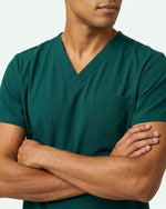 Men's One-Pocket V-neck Scrub Top Midnight Green - Scrubloop