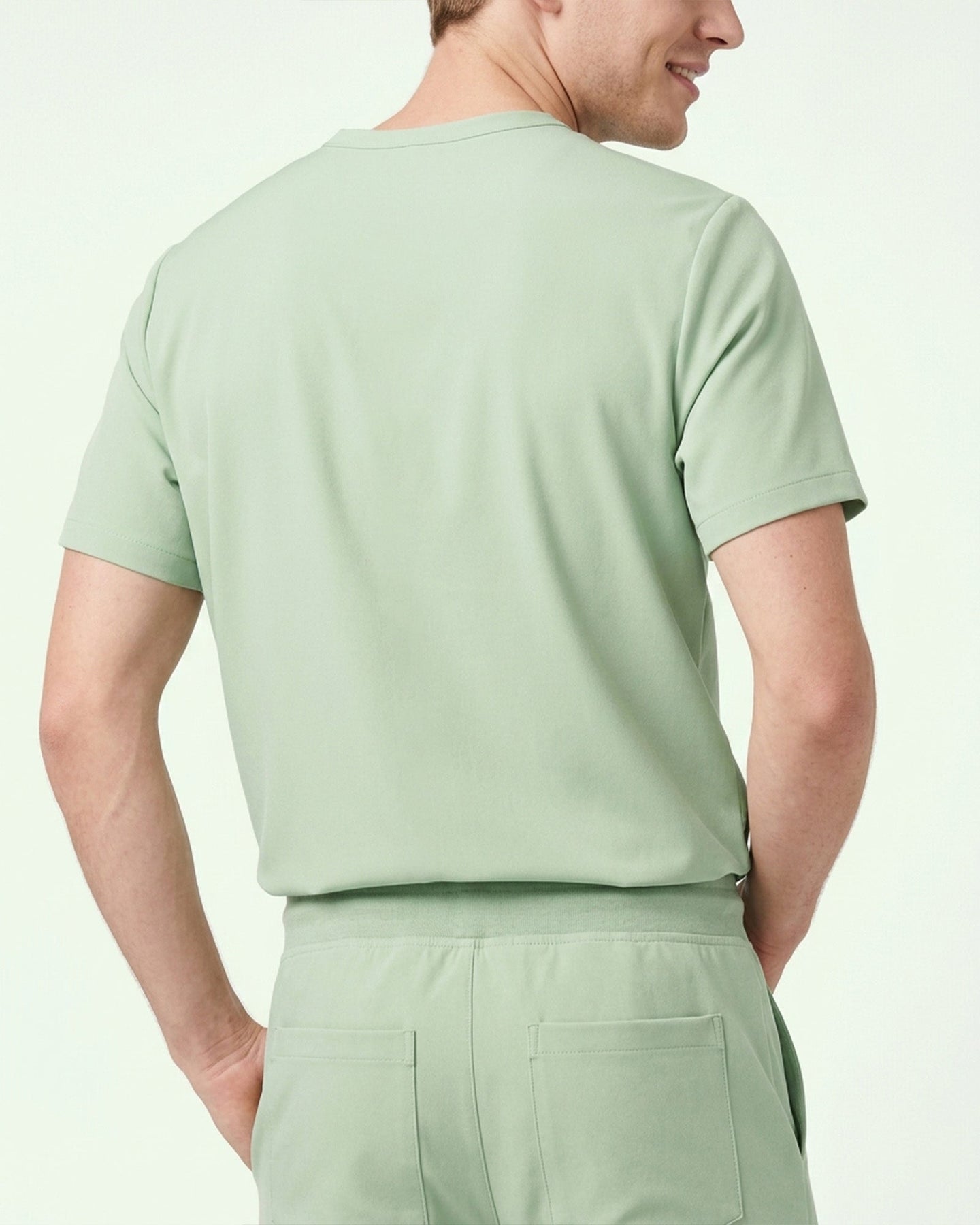 Men's One-Pocket V-neck Scrub Top Mint - Scrubloop