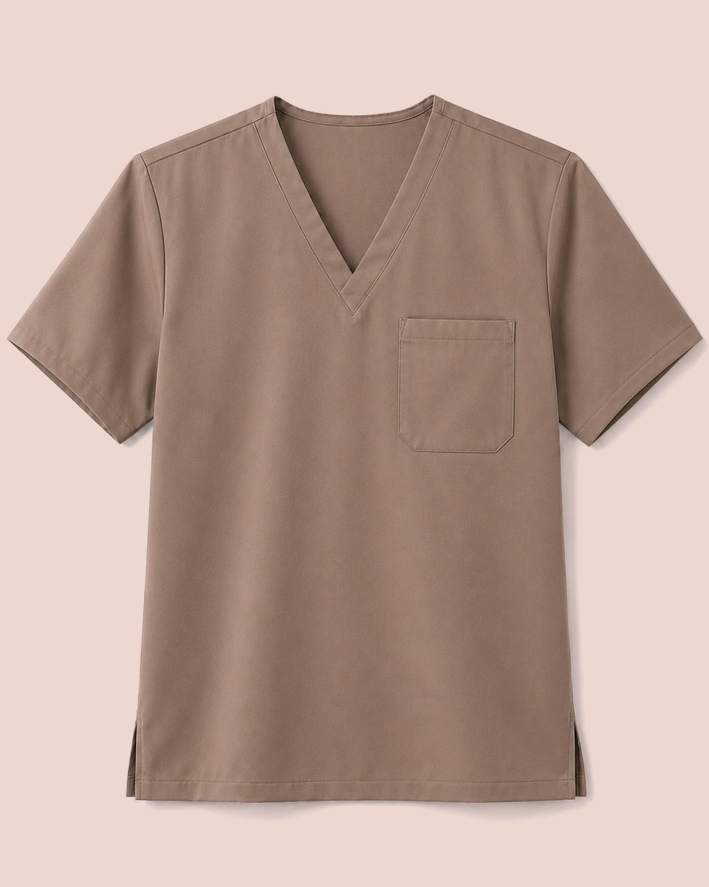 Men's One-Pocket V-neck Scrub Top Mocha - Scrubloop