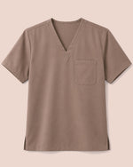 Men's One-Pocket V-neck Scrub Top Mocha - Scrubloop