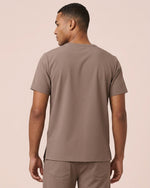 Men's One-Pocket V-neck Scrub Top Mocha - Scrubloop