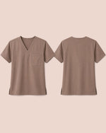 Men's One-Pocket V-neck Scrub Top Mocha - Scrubloop