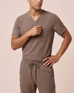 Men's One-Pocket V-neck Scrub Top Mocha - Scrubloop
