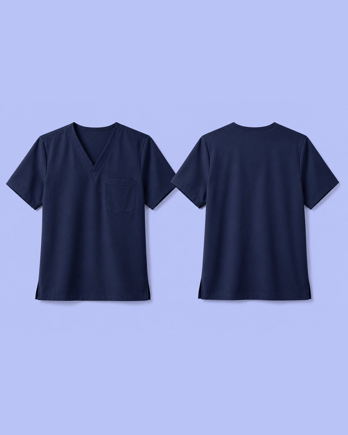 Men's One-Pocket V-neck Scrub Top Navy - Scrubloop