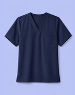 Men's One-Pocket V-neck Scrub Top Navy - Scrubloop
