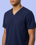 Men's One-Pocket V-neck Scrub Top Navy - Scrubloop