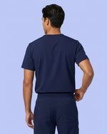 Men's One-Pocket V-neck Scrub Top Navy - Scrubloop