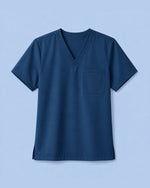 Men's One-Pocket V-neck Scrub Top Ocean - Scrubloop
