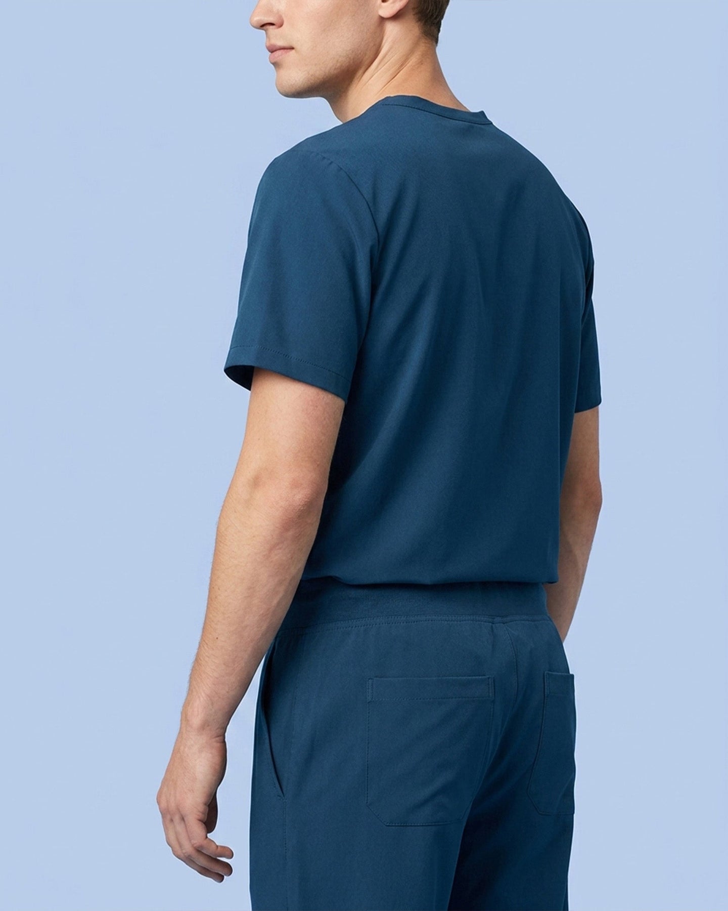 Men's One-Pocket V-neck Scrub Top Ocean - Scrubloop