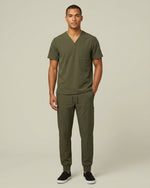 Men's One-Pocket V-neck Scrub Top Olive - Scrubloop