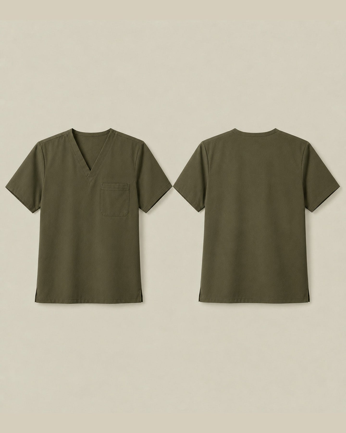 Men's One-Pocket V-neck Scrub Top Olive - Scrubloop