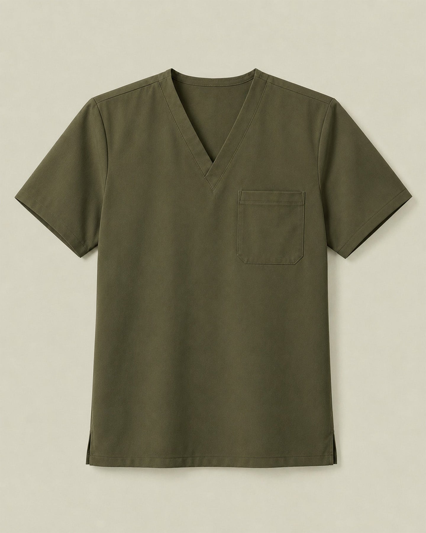 Men's One-Pocket V-neck Scrub Top Olive - Scrubloop