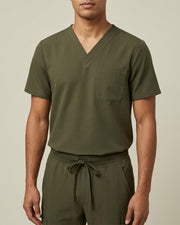 One-Pocket V-neck Top Olive