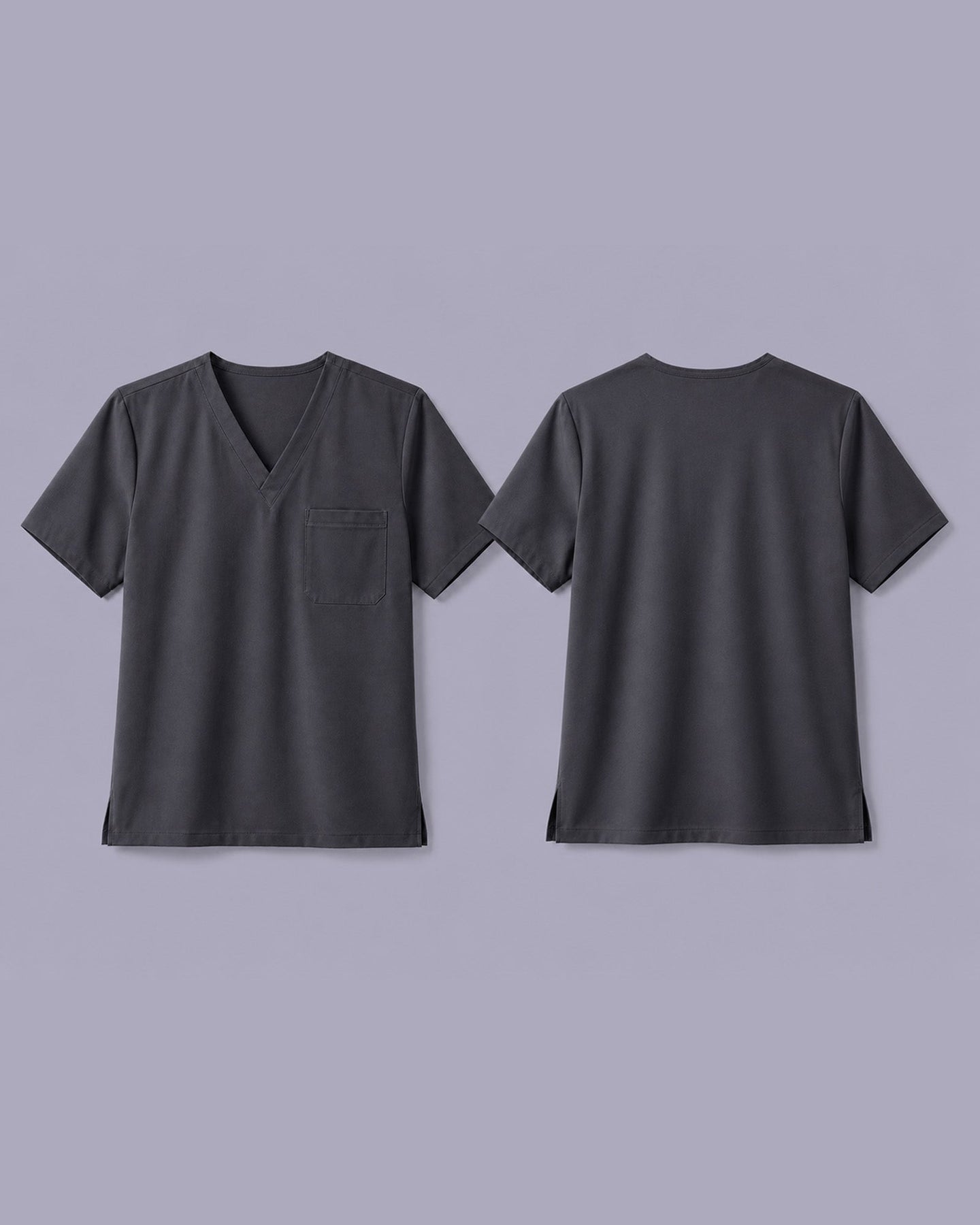 Men's One-Pocket V-neck Scrub Top Pewter - Scrubloop