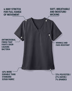 Men's One-Pocket V-neck Scrub Top Pewter - Scrubloop