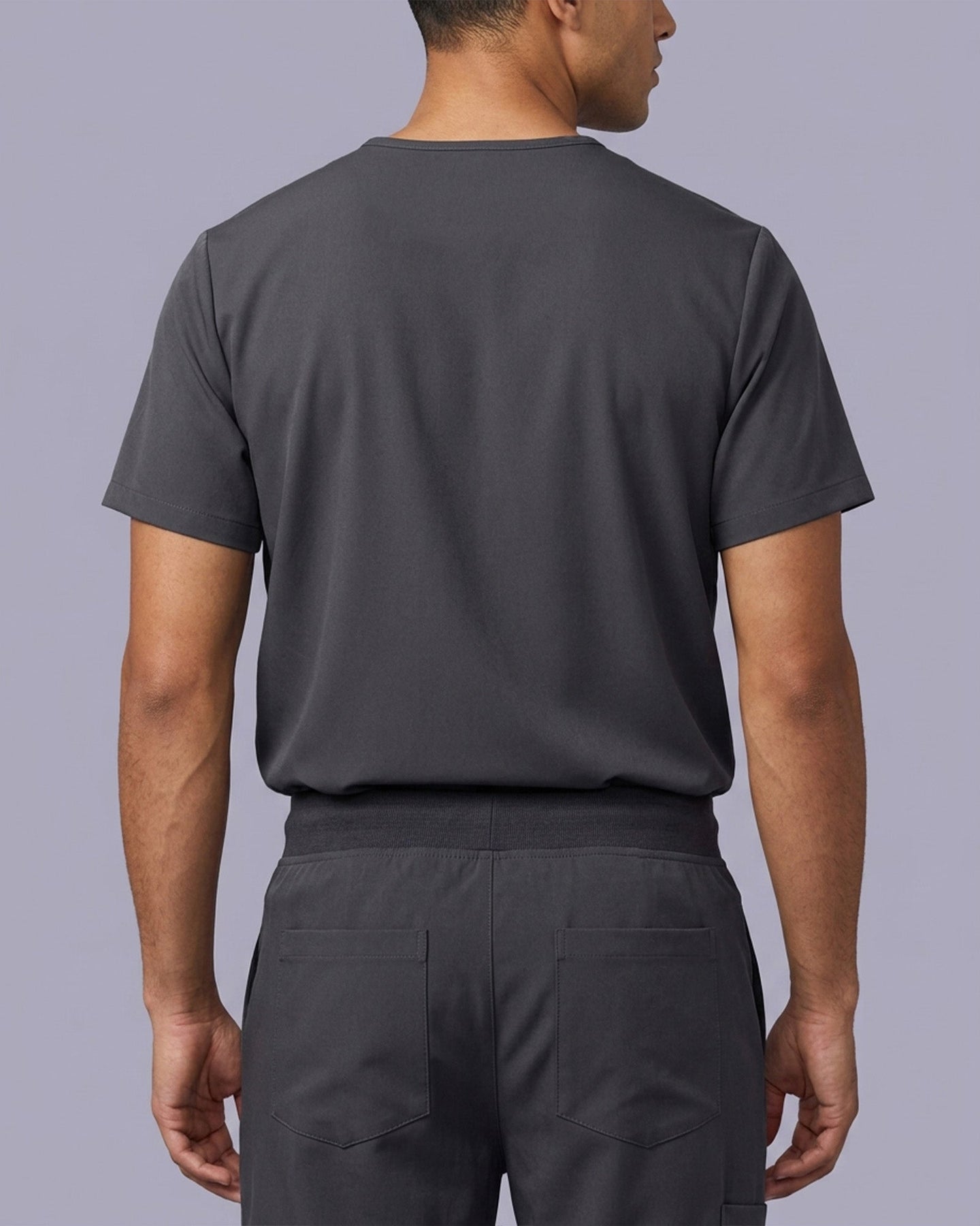 Men's One-Pocket V-neck Scrub Top Pewter - Scrubloop