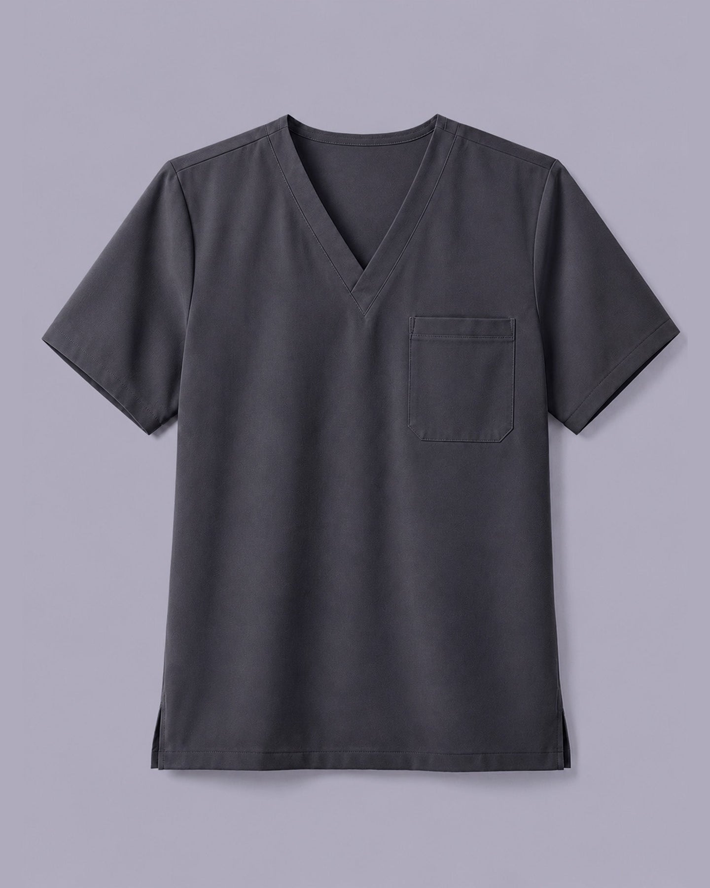 Men's One-Pocket V-neck Scrub Top Pewter - Scrubloop