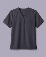 Men's One-Pocket V-neck Scrub Top Pewter - Scrubloop