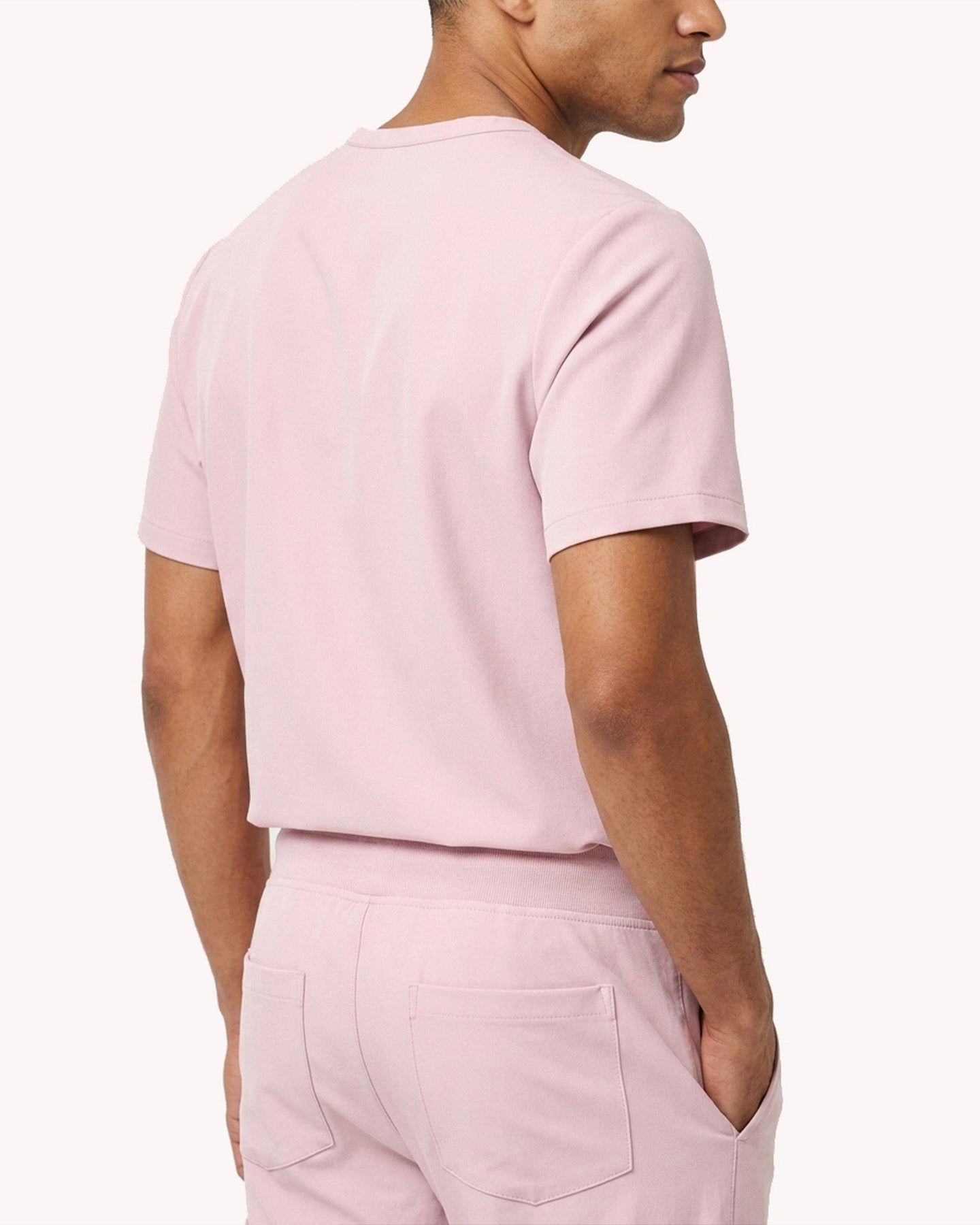 Men's One-Pocket V-neck Scrub Top Rose Quartz - Scrubloop