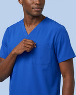 Men's One-Pocket V-neck Scrub Top Royal Blue - Scrubloop