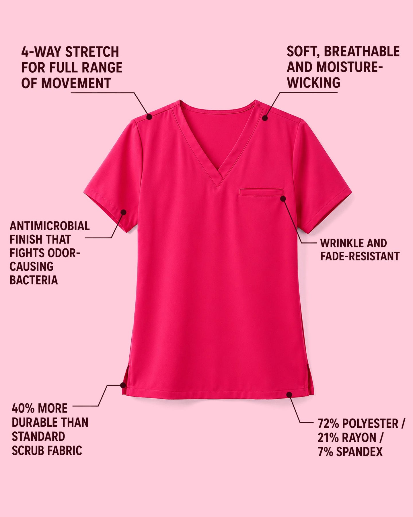 Men's One-Pocket V-neck Scrub Top Sangria - Scrubloop