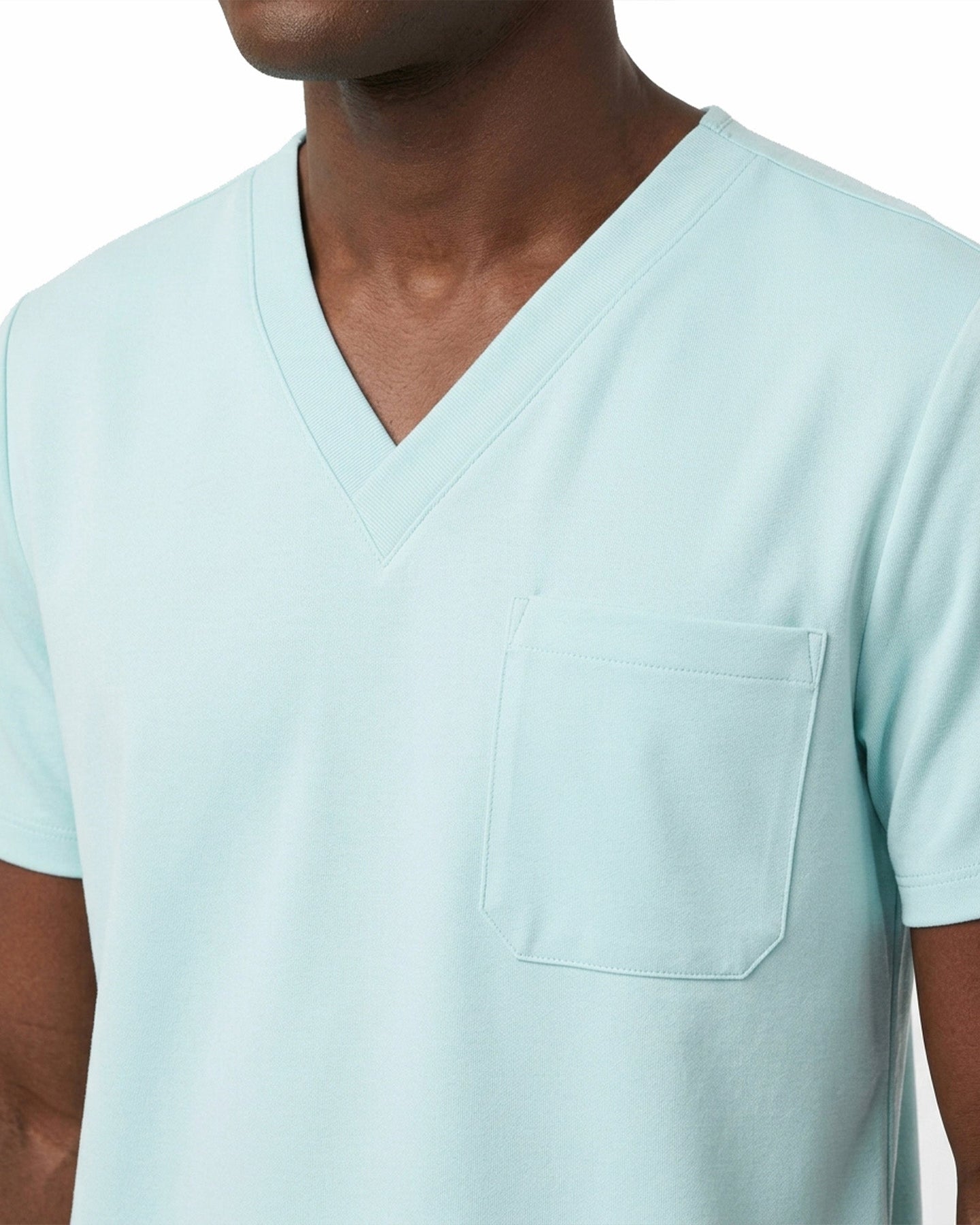 Men's One-Pocket V-neck Scrub Top Sky Blue - Scrubloop