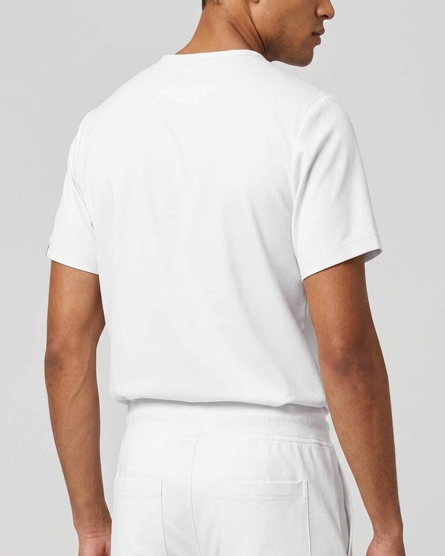 Men's One-Pocket V-neck Scrub Top White - Scrubloop