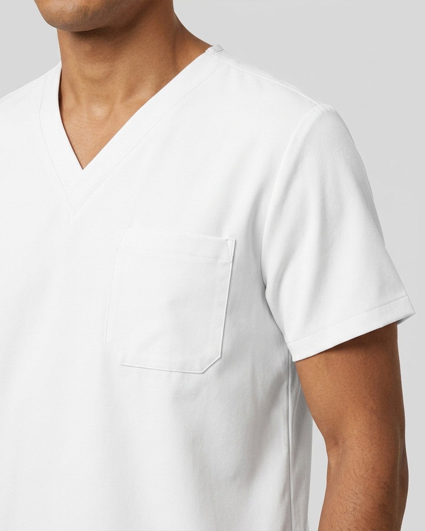 Men's One-Pocket V-neck Scrub Top White - Scrubloop