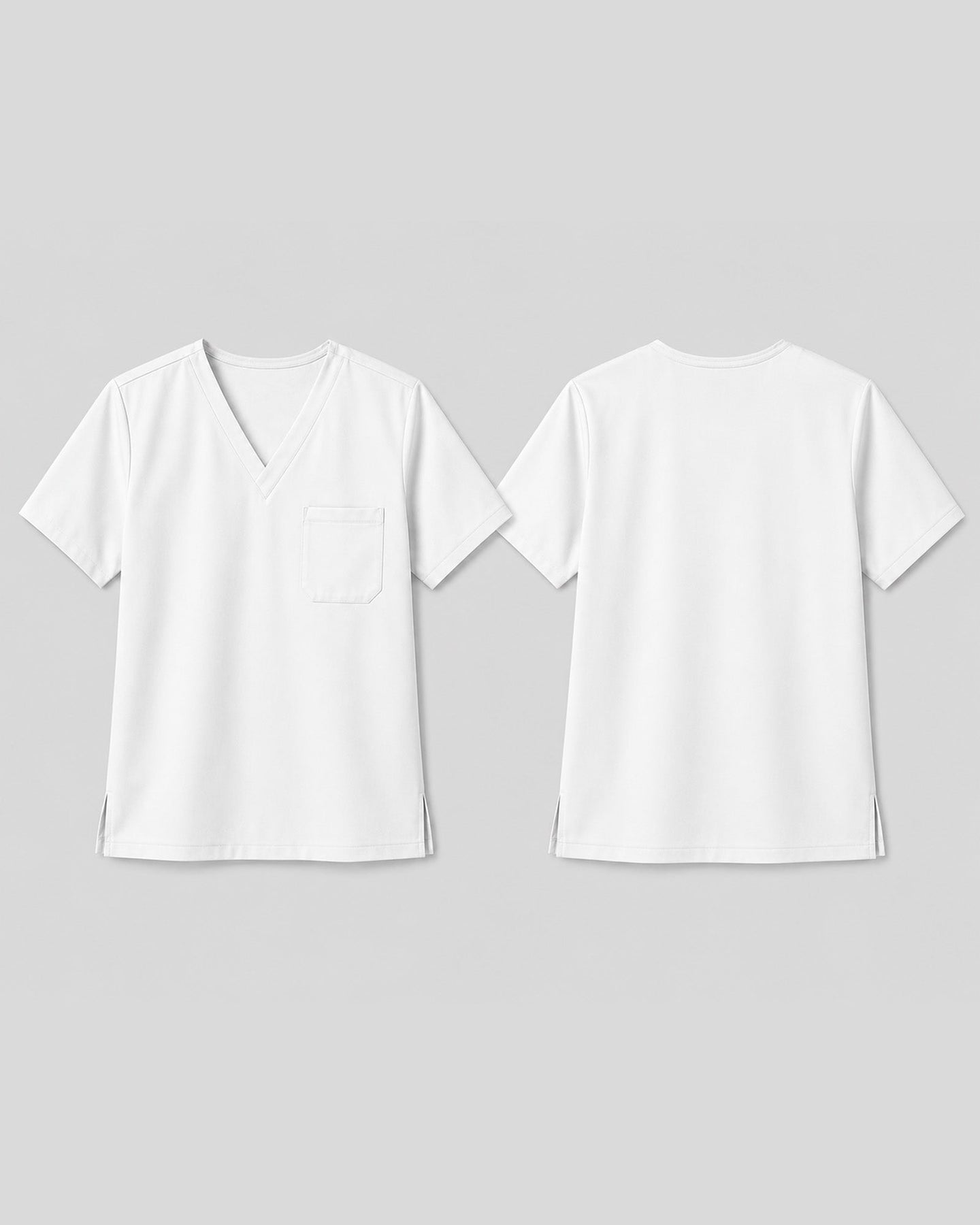 Men's One-Pocket V-neck Scrub Top White - Scrubloop