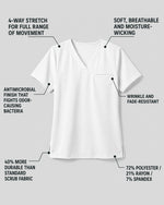 Men's One-Pocket V-neck Scrub Top White - Scrubloop